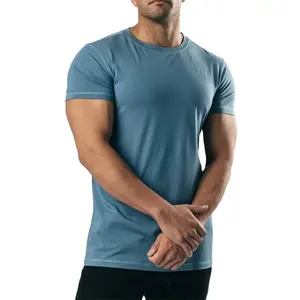 Alta calidad 95 algodón 5 Spandex Camisetas Camiseta básica en blanco liso para hombre Slim Fit camiseta al por mayor