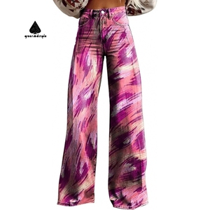 <span class=keywords><strong>Jeans</strong></span> Personalizzati Stampati, Pantaloni Denim Trendy Streetwear Y2k a Gamba Dritta, <span class=keywords><strong>Jeans</strong></span> Bodycon da <span class=keywords><strong>Donna</strong></span> - Product Image 1