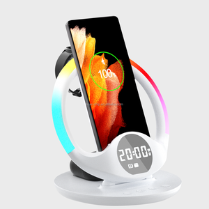 Réveil numérique pliable de bureau <span class=keywords><strong>7</strong></span> en 1, chargeur sans fil, station de charge rapide 15W pour <span class=keywords><strong>iPhone</strong></span>, Samsung, téléphone portable, montre intelligente - Product Image 2