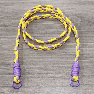Cuerda para saltar trenzada amarilla y morada, 2,5 m, nailon duradero para fitness en casa, unisex - Product Image 1