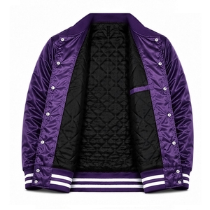 Purple <b>Men's</b> Satin <b>Jacket</b> Solid Color Custom Logo Satin Casual Wear Outerwear Regular Fit Comfortable Satin <b>Jacket</b> For <b>Men</b> - Product Image 5