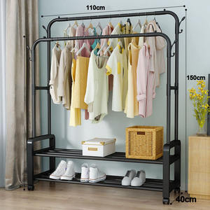 Сверхпрочная металлическая многофункциональная стойка для одежды, двухслойная однополочная полка для хранения, двухслойная полка для обуви и одежды - Product Image 5