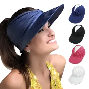 Moda Verão praia Chapéu Chapéu das Mulheres Viseira de Sol Chapéu Anti-ultravioleta Elástico Oco Top Hat New Casual Caps