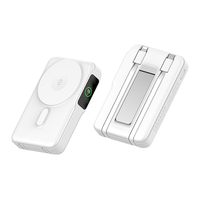 Cargador Inalámbrico Magnético de 15W y 10000mAh con Cables Integrados, Soporte Plegable, Pantalla LED Digital 3 en 1, Cargador Rápido 2 en 1