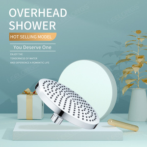 Pommeau de douche fixe-Douche de pluie ronde en plastique chromé à haute pression de 6 pouces avec boule pivotante réglable pour salle de bain - Product Image 3