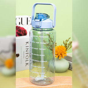 Botella Deportiva de 2 Litros para Gimnasio, Jarra Motivacional de un Galón con Marcador de Tiempo y Pajita - Product Image 3