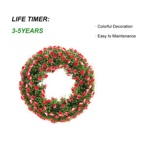 Hh-76<span class=keywords><strong>พวงมาลัย</strong></span>เทียมดอกกุหลาบสี<span class=keywords><strong>แดง</strong></span>ใบไผ่ PE แขวนได้สำหรับงานวันคริสต์มาสฮาโลวีนงานจบการศึกษายาวนาน - Product Image 3