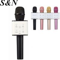 Micrófono Inalámbrico Karaoke Q7 Portátil, Dinámico, Omnidireccional, de Plástico, con Altavoz para Cantar y Fiestas
