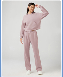 Mới Đến Mùa Đông Thể Thao Phụ Nữ Kéo Hơn Hoodies Với Túi Lớn Tùy Chỉnh Cộng Với Kích Thước Trống Gân Cuff Thời Trang Đường Phố Áo - Product Image 6