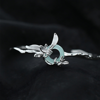 Bracelet manchette en pierre de quartz fleurie pour femme, en argent sterling 925, ajustable, tendance, bijoux personnalisés, vente en gros