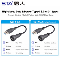 Connecteur de panneau USB-C Type-C à charge rapide pour extérieur, étanche IP67, prise femelle-femelle pour montage sur châssis, câble FPC
