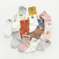 Chaussettes pour bébés et enfants en coton peigné personnalisées pour nouveau-nés et tout-petits, antidérapantes