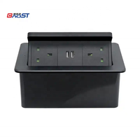 Prise de table escamotable à montage dissimulé avec commande tactile, design encastré et chargement USB rapide