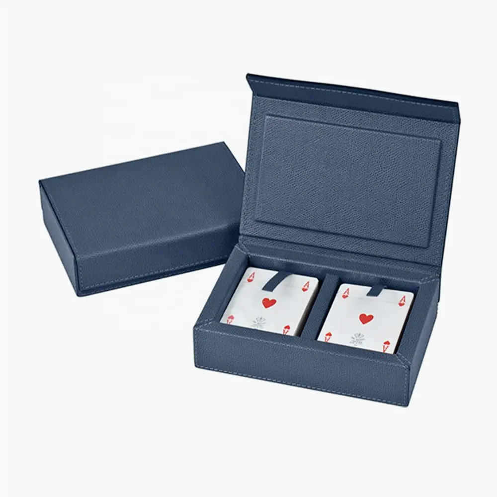 bulk personalised custom luxury 2 deck poker holder wood leather playing card box