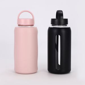 800ml Sport Glass Water Bottle with Silicone Sleeve Reusable Clear Drinking Beverage <b>Flask</b> for Gym Outdoor Travel Yoga Use - Product Image 4