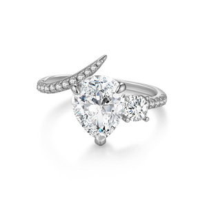 <b>Two</b> <b>Stone</b> Pear Moissanite Twist <b>Ring</b> S925 Sterling Silver Women Engagement Promise Wedding Finger Jewelry Gift - Product Image 2