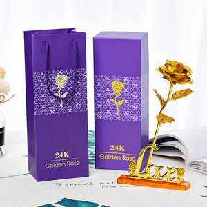 Caja de regalo con rosa de lámina de oro de 24 quilates, rosa dorada para San Valentín, Navidad y regalos para pequeños eventos - Product Image 1