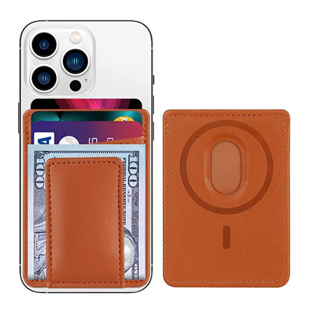 Custom PU Magnetic Card Wallet Holder Magsafe Compatible with Apple iPhone 12 13/14 for Credit Cards