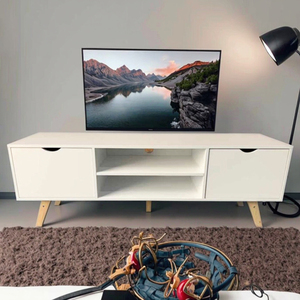 Présentoirs TV LCD modernes 40 50 55 pouces Pieds <span class=keywords><strong>de</strong></span> table en bois <span class=keywords><strong>blanc</strong></span> pour meubles <span class=keywords><strong>de</strong></span> salon modernes pour hôtels - Product Image 5