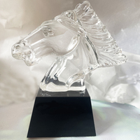 Trophée Médaille Tête de Cheval Transparente de Haute Qualité, en Cristal Grade K9, Motif Mustang, avec Logo Gravé, Cadeau d'Affaires, Objet de Collection