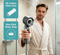 Pommeaux de douche portatifs filtrants avec brosse de massage, haute pression, 3 modes, en coton PP, design moderne, accessoires de robinetterie de salle de bain