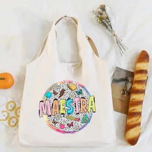 Bolsa de Lona <span class=keywords><strong>Maestra</strong></span> de Gran Capacidad con Estampados de Animales, Bolsos de Hombro Retro para Maestras de Español, Bolsa de Viaje Reutilizable - Product Image 6