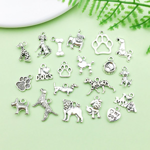 Pendentifs breloques chien en argent antique, accessoires de bijoux DIY, 20 styles, un de chaque pour bracelets et colliers - Product Image 4