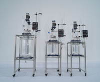 Reaktor Kaca Berjaket Borosilikat Tinggi GG17 100L Pasokan Pabrik, Reaktor Kaca Pengaduk Mekanis Otomatis untuk Laboratorium Kimia