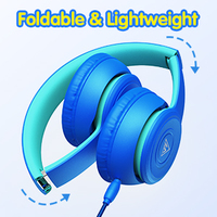 DOQAUS CN1 Casque d'écoute sans fil pour enfants Microphone en ligne Écouteurs dessin animé mignon Écouteurs bleus Écouteurs pour enfants