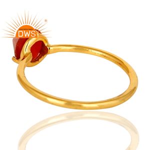Bague solitaire en onyx rouge naturel Bague en argent plaqué or pour femme Fabricant de bijoux en pierres précieuses naturelles Collection classique - Product Image 3