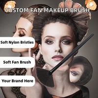 Pinceaux éventail professionnels de haute qualité à manche unique en nylon, personnalisables avec votre marque privée, outil de maquillage pour usage cosmétique