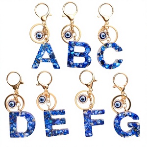 Llavero de Moda 2025 con Inicial de 26 Letras, Aleación de Zinc, Diseño de <span class=keywords><strong>Ojo</strong></span> Turco Azul de la Suerte, Amuleto para Colgar en el Bolso - Product Image 1