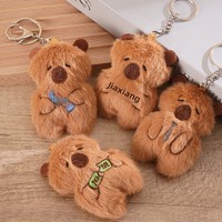 Vente en gros usine Mini porte-clés en peluche Capybara, logo personnalisé, pendentif en peluche moelleux en forme de rongeur, accessoire de sac, Noël