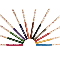 Crayons de couleur hexagonaux en bois de 7 pouces, lot de 12 couleurs, surface enduite de film, personnalisables, papeterie artistique, certifiés ISO EN71 ASTM