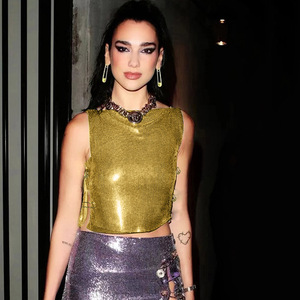 King Mcgreen Star Sparkling Pailletten Crop Top Doppelseiten schlitze Frauen Elegante Party <span class=keywords><strong>Rave</strong></span> Kostüm Events Große Pin Linked Design Weste - Product Image 4