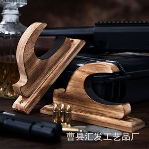 Support mural en bois pour armes à feu, organisateur de rangement pour fusils et carabines, durable, multi-usages, pour la maison - Product Image 1