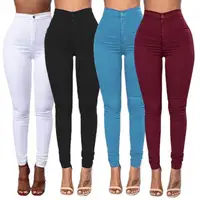 2022 חדש עזיבות נשים סקיני מכנסיים צבעים בוהקים Slim למתוח רגליים בסיסי מזדמן נשים מכנסיים נשים גבוהה מותן ג 'ינס