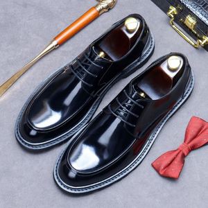 Fall Fashion Men's Slip-On Waterproof Shoes High-End Oxford & Casual Pointed-Toe Shoes Handcrafted Height Increasing Feature - Product Image 6