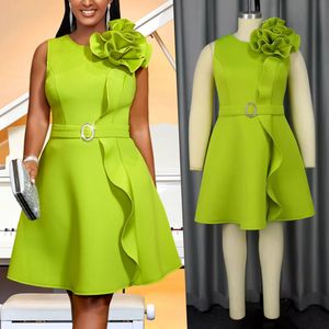 AM040416 nuovo arrivo da donna elegante abito <span class=keywords><strong>taglie</strong></span> <span class=keywords><strong>forti</strong></span> senza maniche asimmetrico abito da Cocktail con volant in vita da donna - Product Image 1