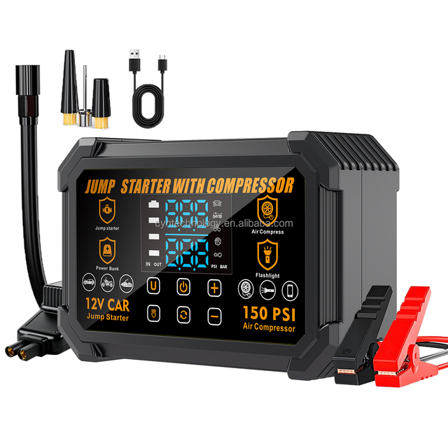 Portable 12V Car Jump Starter with Tyre Inflator (7 BAR) & Power Bank-3000A Peak Current 22200mWh Battery Capacity