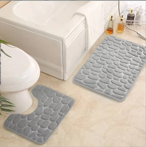 Tapis de bain en chenille de couleur unie tapis de salle de bain antidérapant absorbant avec texture de <span class=keywords><strong>galet</strong></span> tapis de toilette résistant aux taches à séchage rapide - Product Image 1