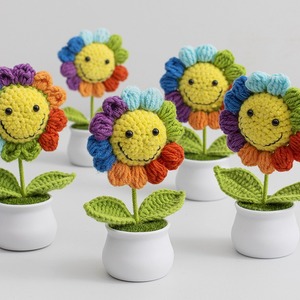 Plantas de Girasol Tejidas a Mano Personalizadas, Adorno de Rosa Simulada con Hilo Terminado, Regalo Festivo - Product Image 3