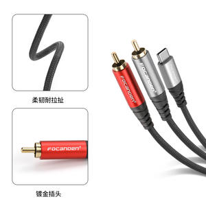 Cable de audio tipo C a 2Rca, conector RCA dual macho y hembra para teléfono, tableta, portátil con cable de cobre chapado en oro - Product Image 3