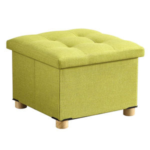 Cubo de asiento de tela otomana de almacenamiento plegable verde fruta con pies de madera y <span class=keywords><strong>tapa</strong></span> para reposapiés y organización del hogar - Product Image 1