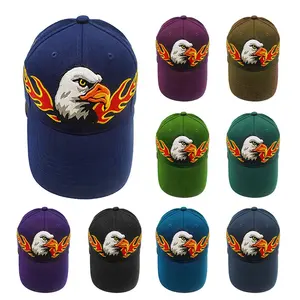 Grosir topi bisbol olahraga bendera Amerika bordir 3D topi katun 100 Panel 6 elang AS Logo kustom dapat disesuaikan untuk dewasa anak-anak