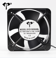 Ventilateur axial de refroidissement 15050 DualBall Bearing EC 100-240VAC, 150*150*50mm, en alliage d'aluminium, pour ventilation industrielle et évacuation des gaz