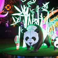 Chinesischer Panda Animal Ailk Stoff Licht laternen Festival im Freien