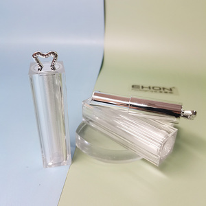 Tube de rouge à lèvres transparent avec capuchon en forme de cœur, emballage vide pour baume à lèvres, étui cosmétique en ABS, estampage à chaud - Product Image 1