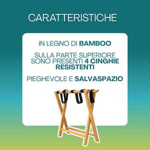 Sgabello Pieghevole in Legno di Bambù per Valigie 65x36x36 Cm, Supporto per Valigie, Organizzatore da Viaggio - Product Image 3