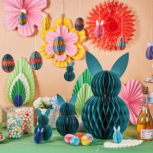 Wholesale Easter Paper Egg Baubles Paper Ball Honeycomb For Easter Party Decoration Paper Product Opp Bag Picture Wall Decor